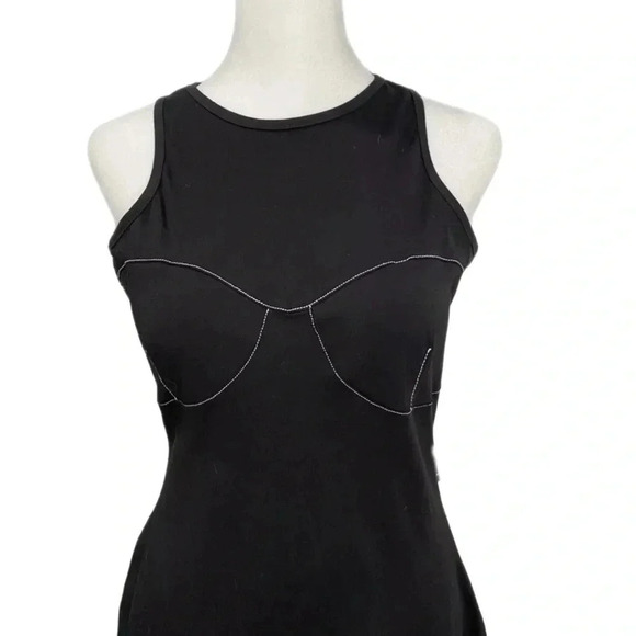 NWT Nasty Gal Collection Women’s Contrast Stitch Racer Mini Black Dress size 8 - Picture 4 of 12